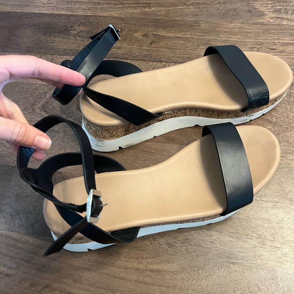 Forever 21 platforms black white cork